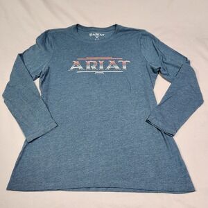 ARIAT Graphic Logo SpellOut Women's Serape Western‎ Style Long Sleeve T-Shirt XL